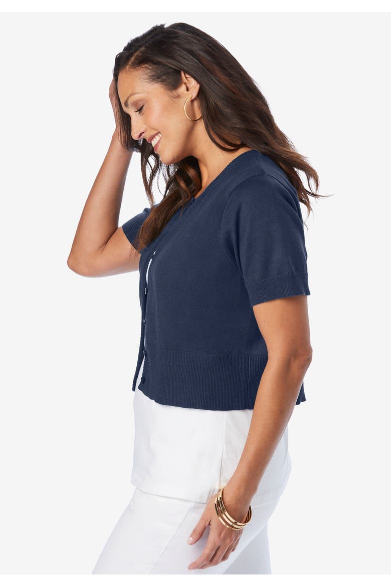 Jewel-Neck Shrug, Alternate, color, WHITE