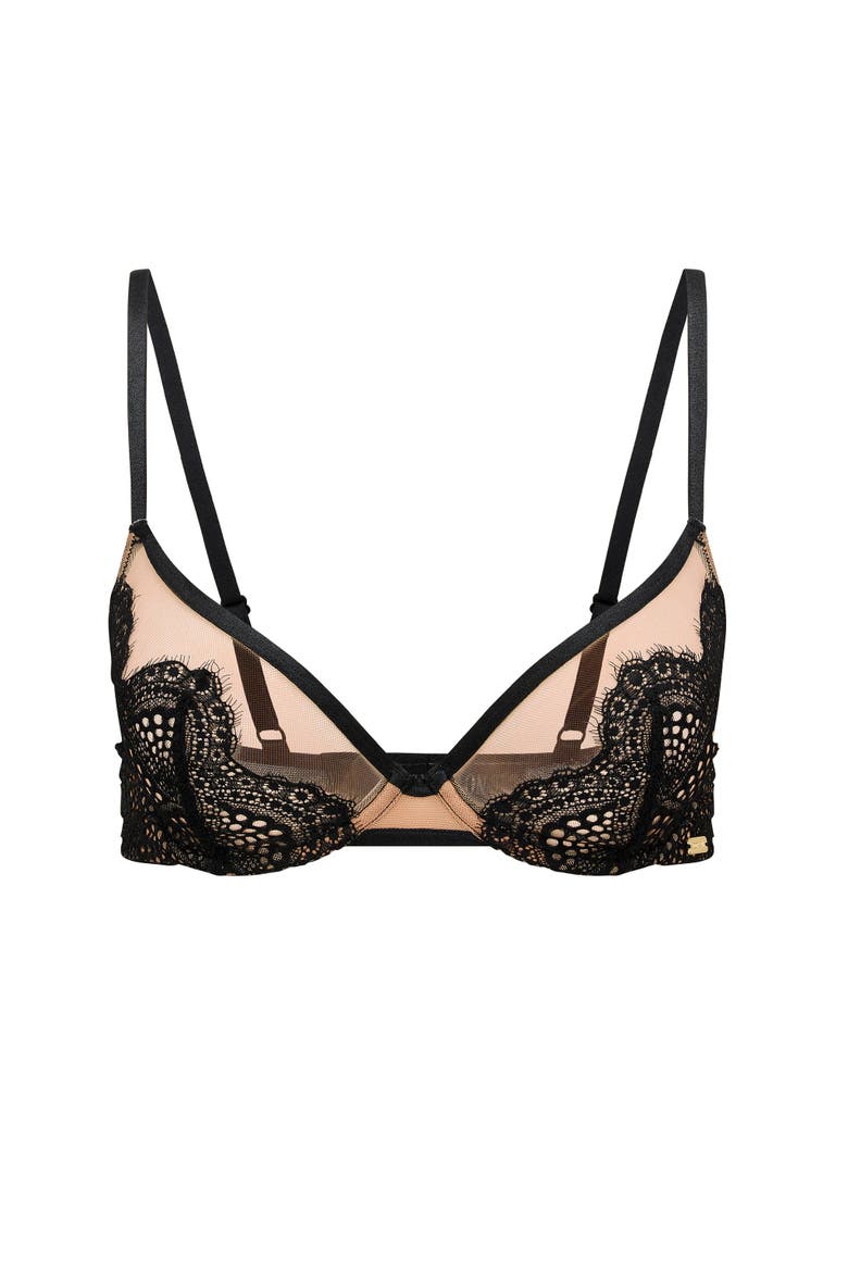 Sonja Unlined Plunge Bra, Alternate, color, Black
