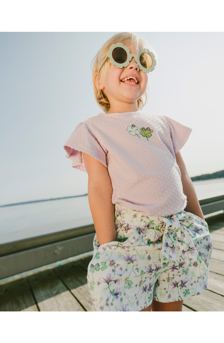 Deux par Deux Relaxed Cut Jersey Flowers Shorts, Alternate, color, Green Floral Print