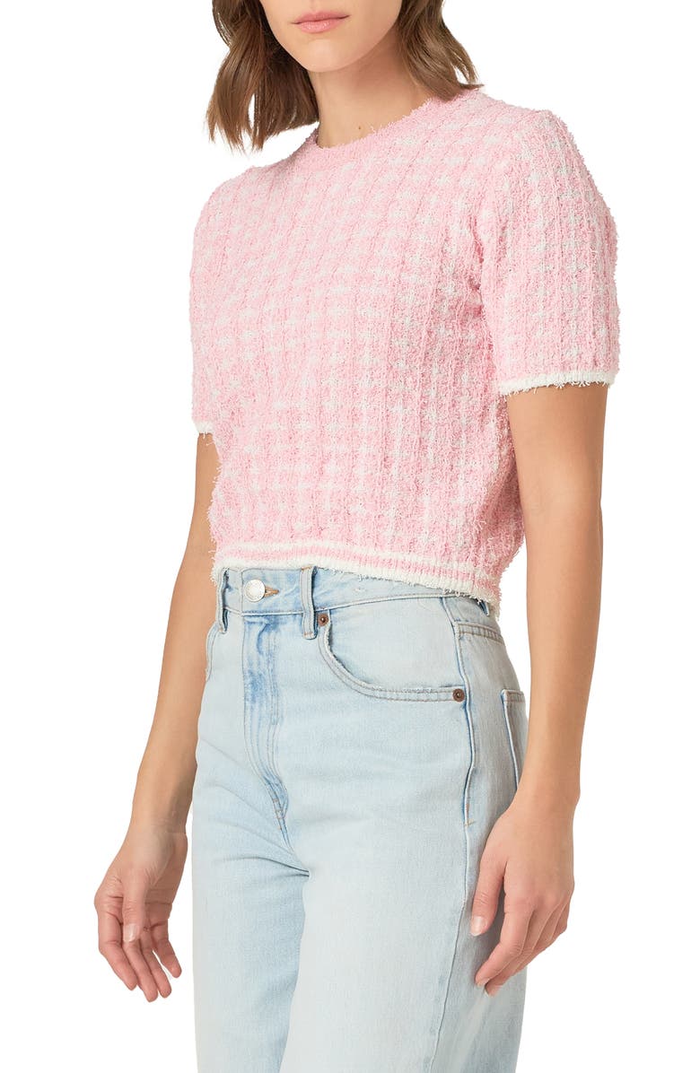 Endless Rose Check Tweed Sweater, Alternate, color, 