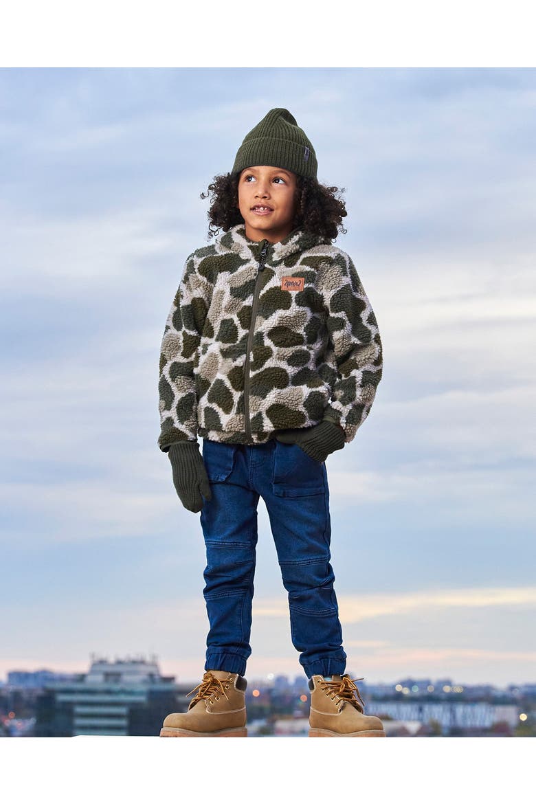 Little Boy's Reversible Soft Fleece Jacket Camouflage Green, Alternate, color, Kombu Green