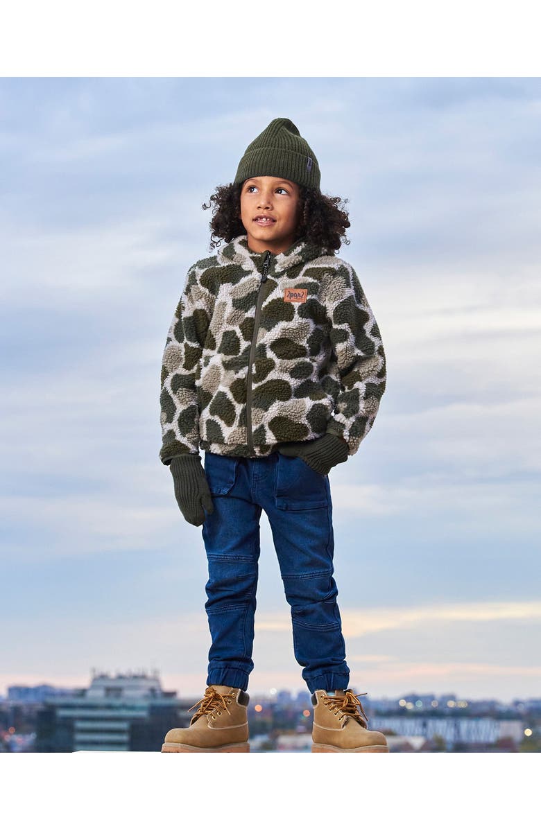 Deux par Deux Little Boy's Reversible Soft Fleece Jacket Camouflage Green, Alternate, color, 
