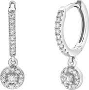 LuvMyJewelry Nerida Pave Round Diamond Drop Huggie Hoop Earrings in 14K Gold