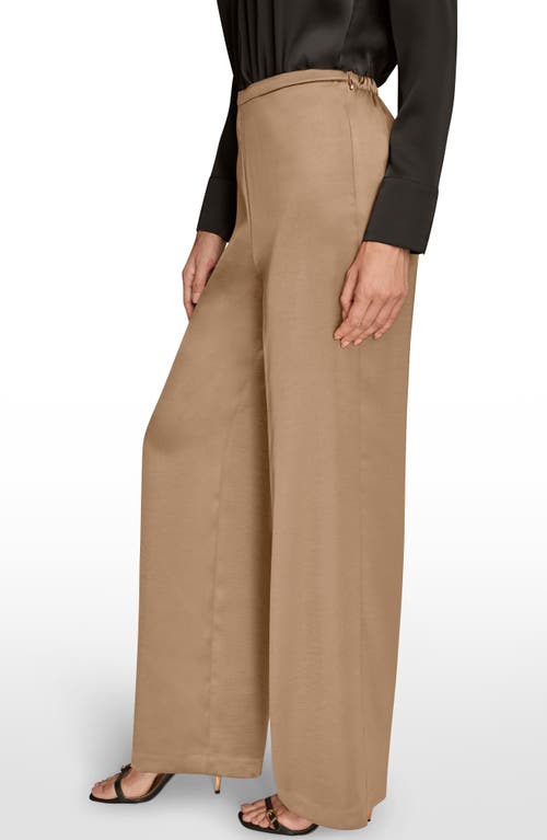 Donna Karan New York Wide Leg Satin Pants In Brown