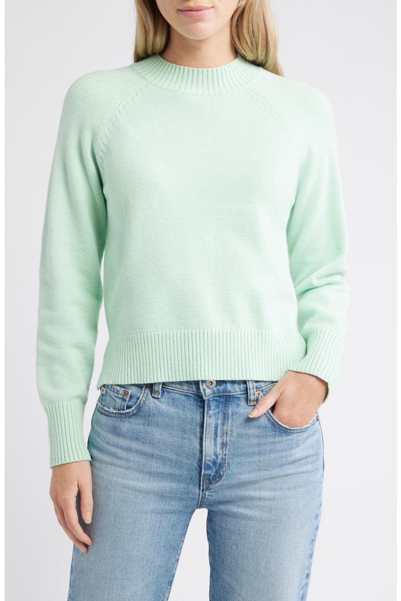 Mock Neck Raglan Sleeve Sweater, Main, color, MINT