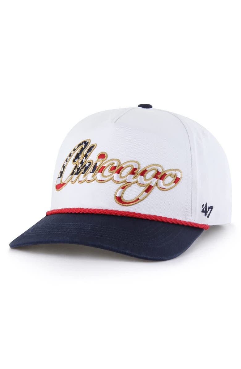 '47 Men's '47 White Chicago Cubs Patriotic Overhand Hitch Adjustable Hat, Main, color, White