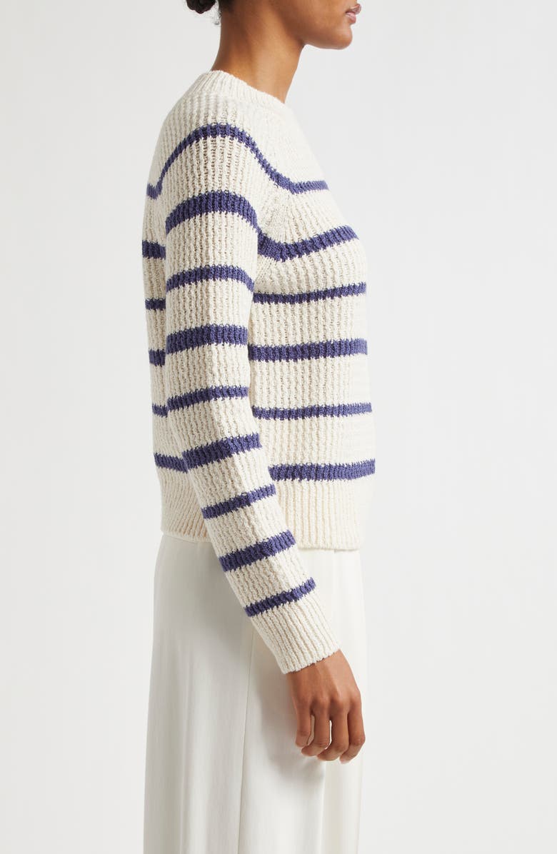 Vince Rib Stripe Crewneck Sweater, Alternate, color, Pampas/Dk Peri