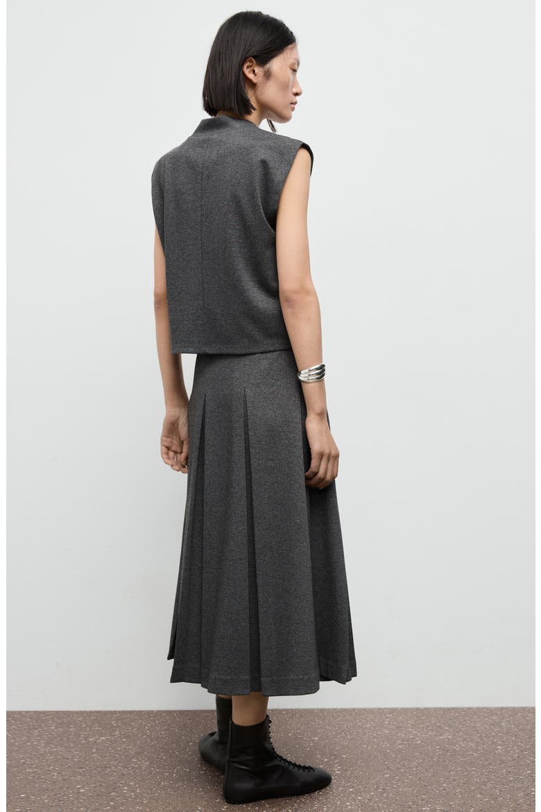 Pleated A-Line Midi Skirt, Alternate, color, GREY