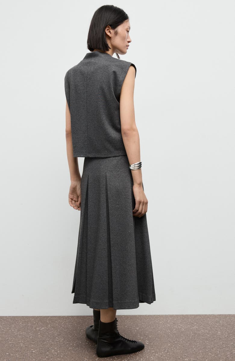 MANGO Pleated A-Line Midi Skirt, Alternate, color, Grey