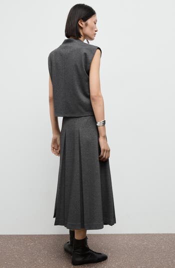 Pleated A-Line Midi Skirt