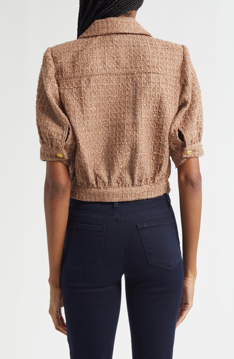 L'AGENCE Cove Tweed Elbow Sleeve Crop Jacket, Alternate, color, Cappuccino