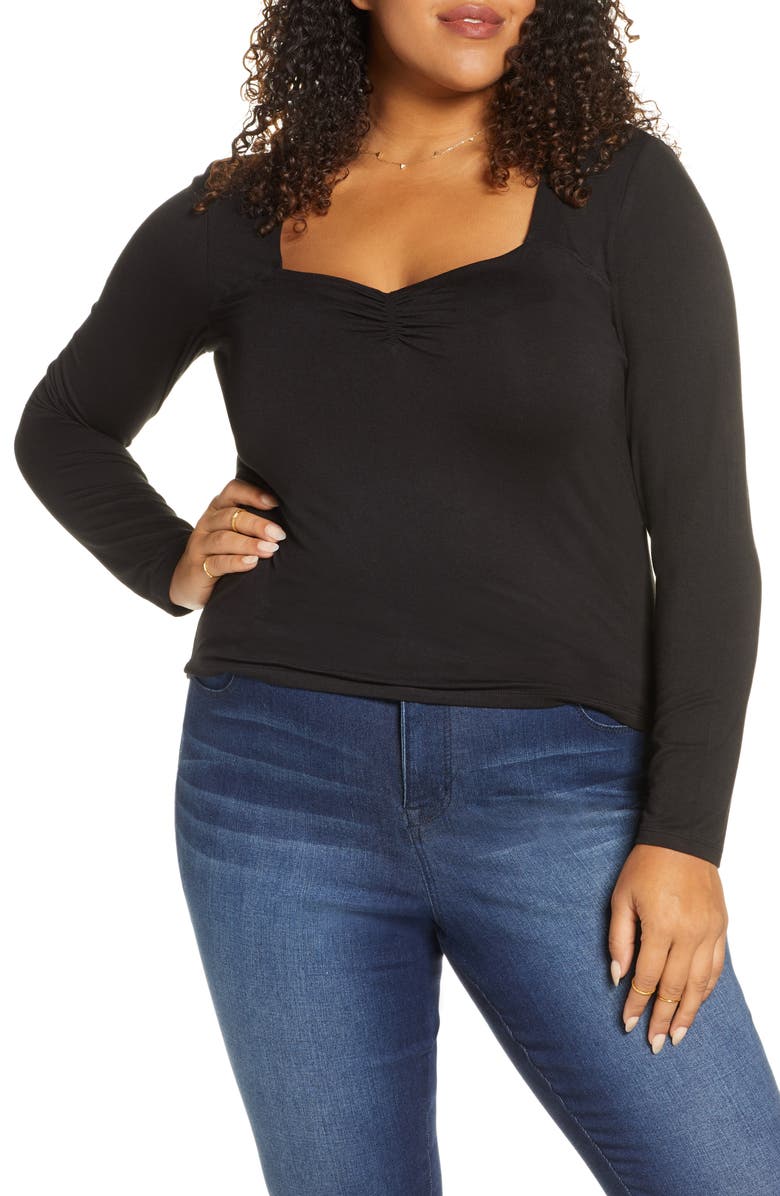 BP. Long Sleeve Cinch Front Ribbed Tee, Main, color, 