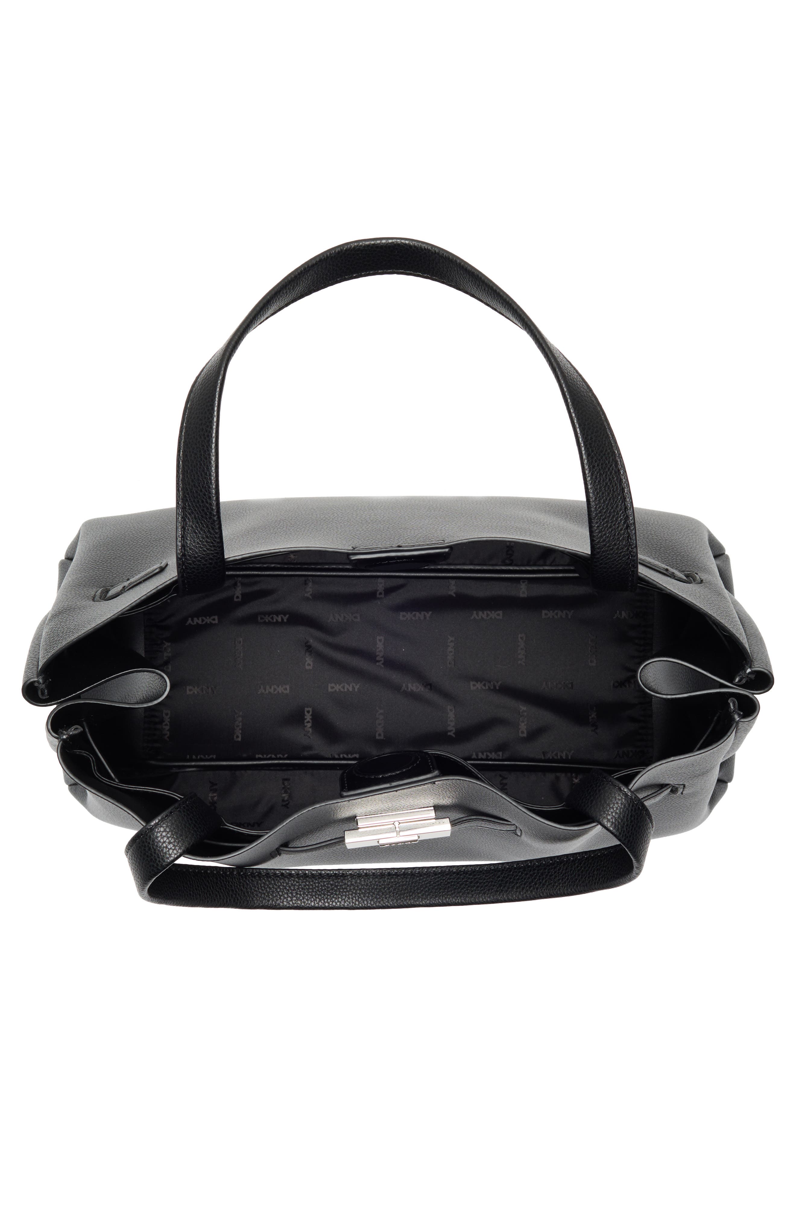 DKNY Bryar Large Satchel Bag, Alternate, color, Black/ Silver