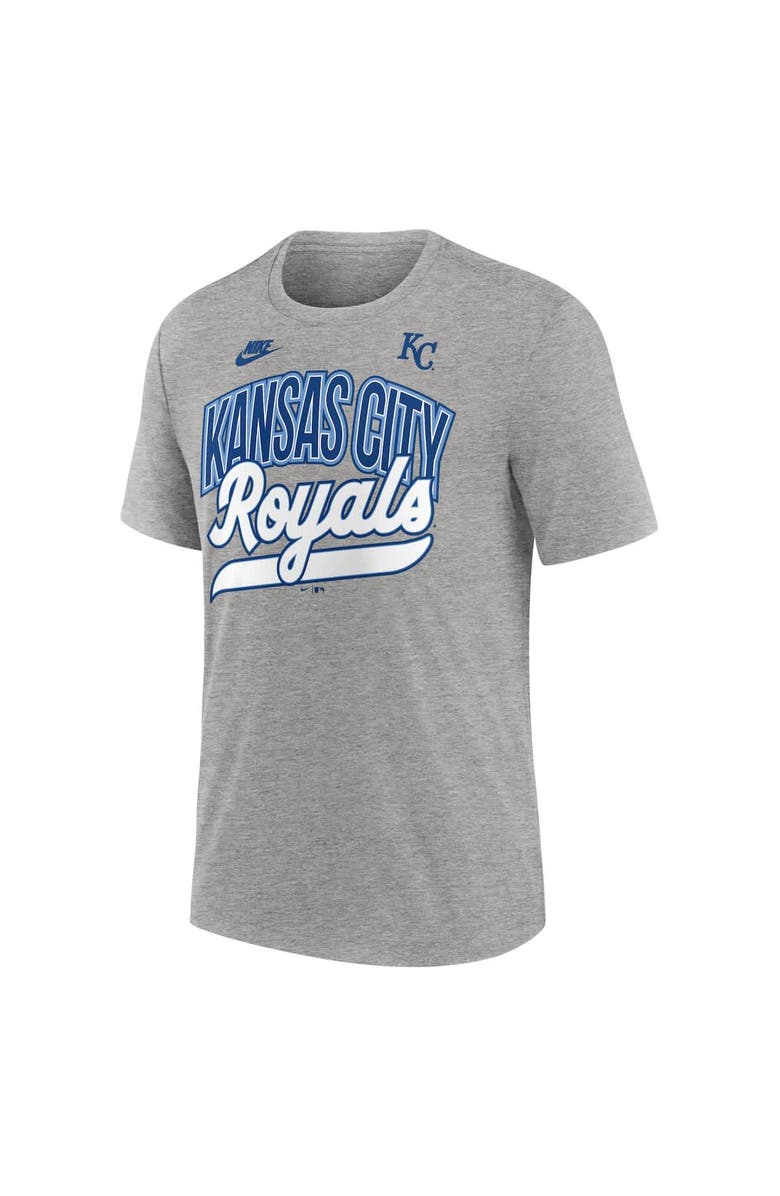 Nike Men's Nike Heather Gray Kansas City Royals Cooperstown Collection Retro Tri-Blend T-Shirt, Alternate, color, Heather Gray