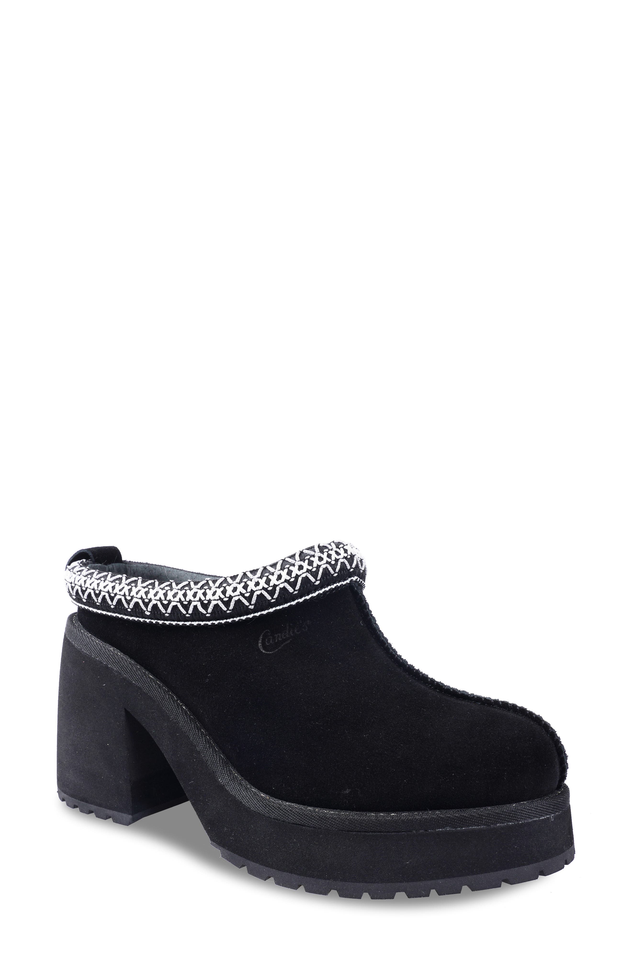 Candie's Leora Platform Clog, Main, color, Black Suede