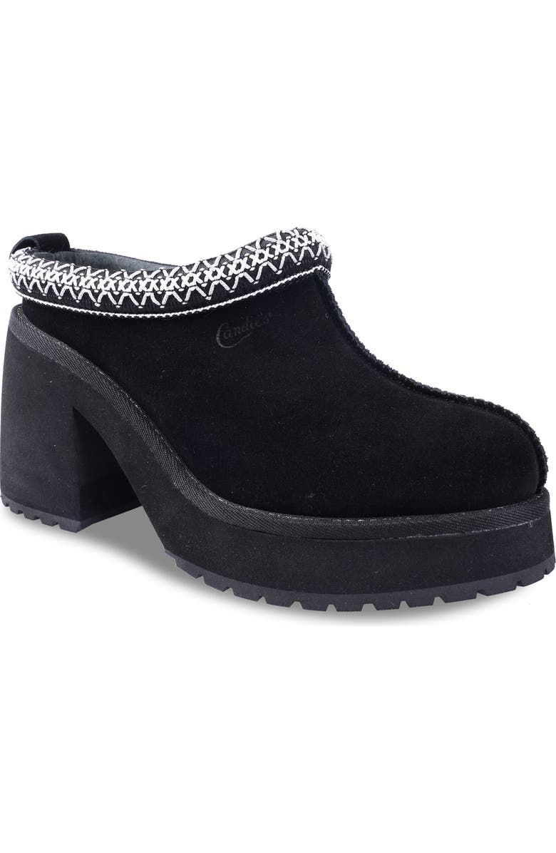 Candie's Leora Platform Clog, Main, color, Black Suede