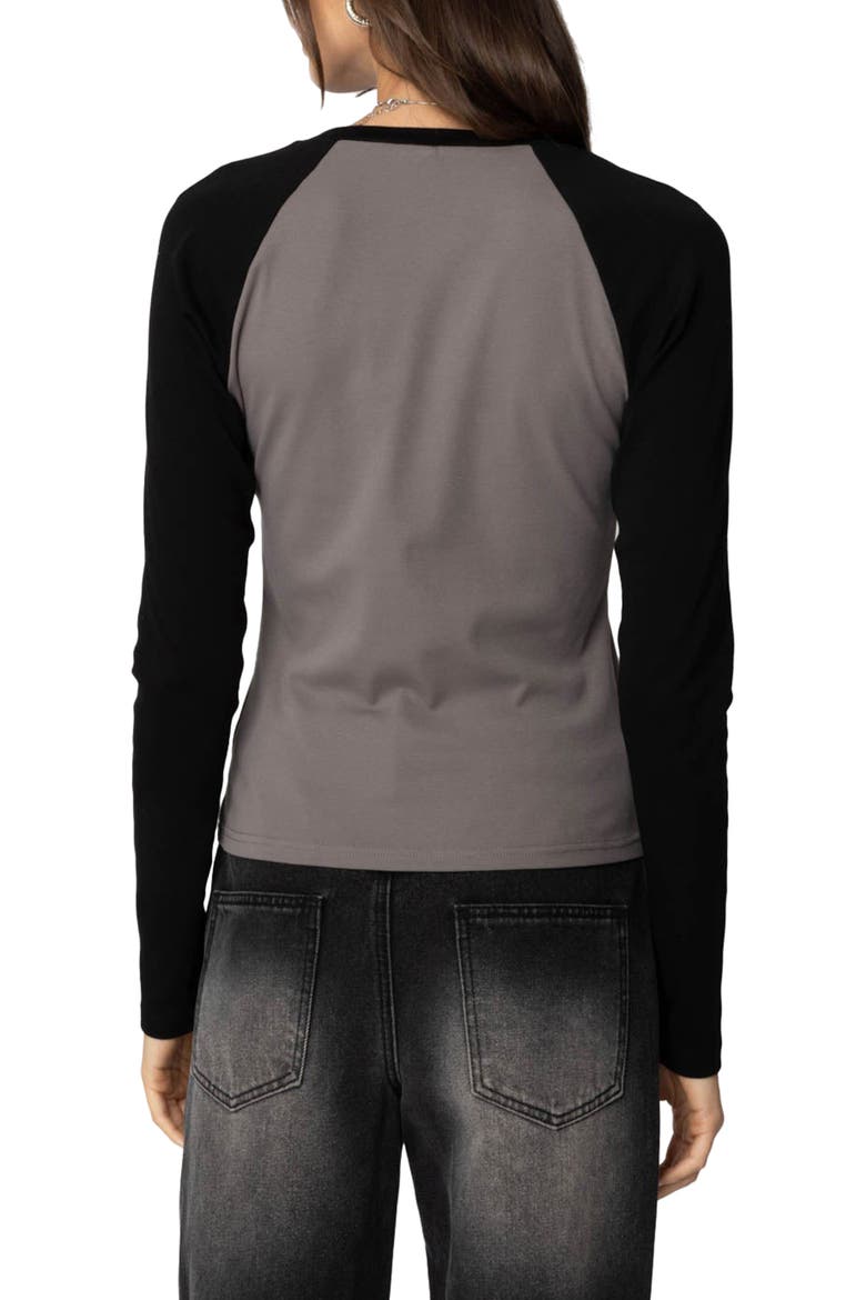 Tommi Stretch Cotton Baseball T-Shirt, Alternate, color, GRAY-AND-BLACK