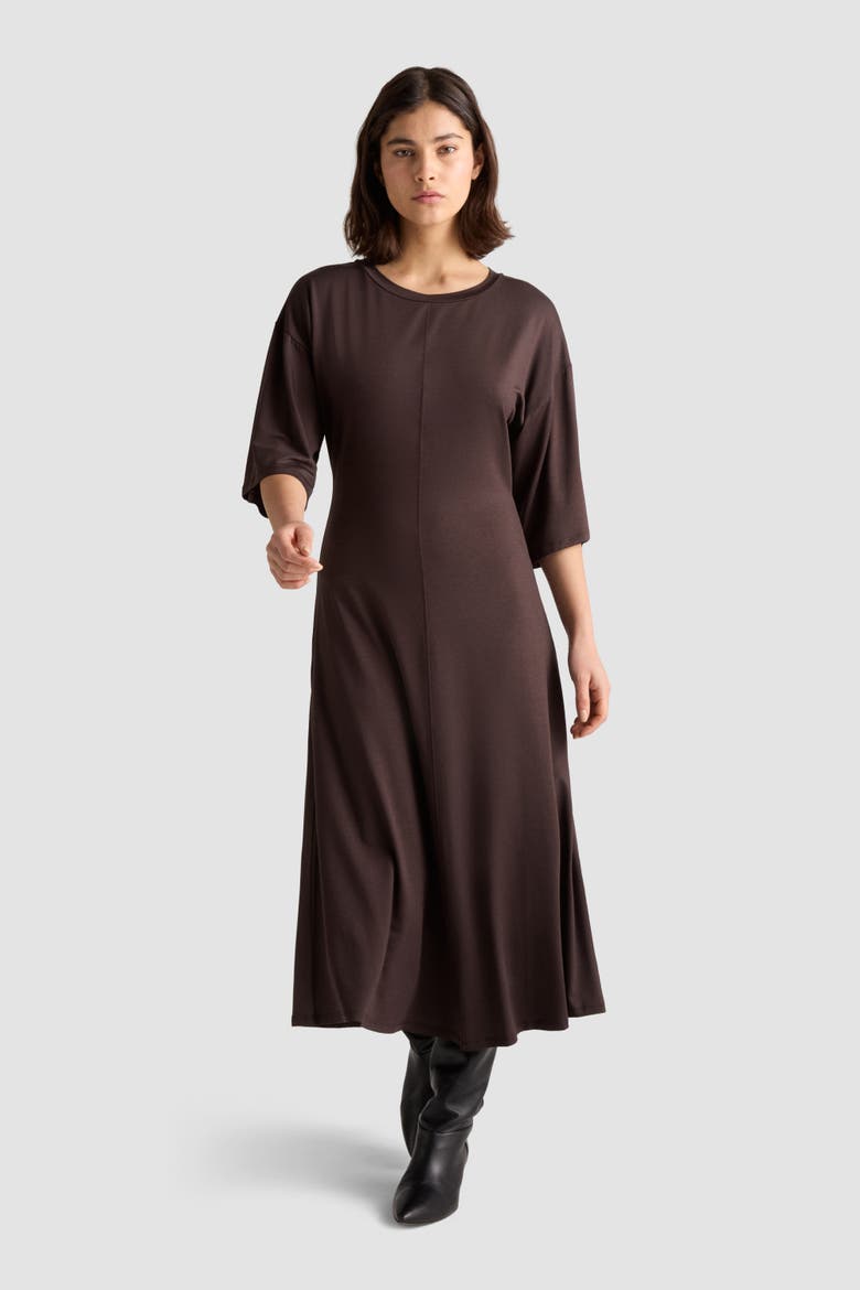 Gertie Relaxed Jersey Midi Dress, Main, color, Ganache