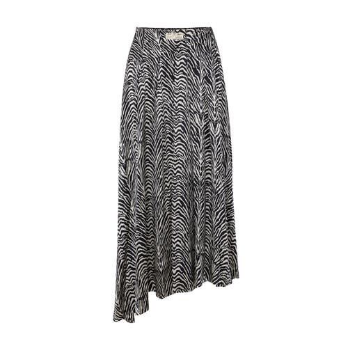 Pcfg Pure Silk Zebra Long Skirt In Black
