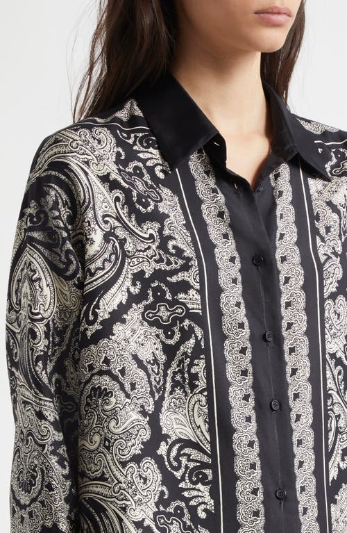 Nili Lotan Alfie Bandana-print Silk-twill Shirt In Black
