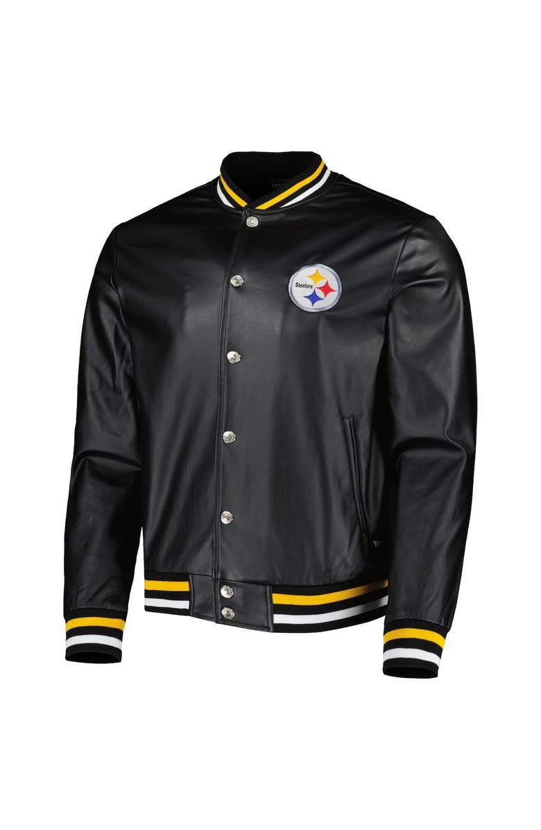 THE WILD COLLECTIVE Men's The Wild Collective Black Pittsburgh Steelers Metallic Bomber Full-Snap Jacket, Alternate, color, Black