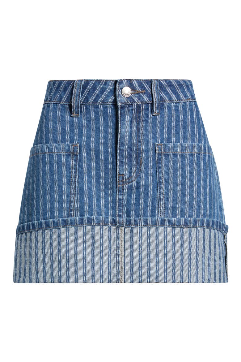Stripe Jacquard Utility Cuffed Miniskirt, Alternate, color, LIGHT WASH