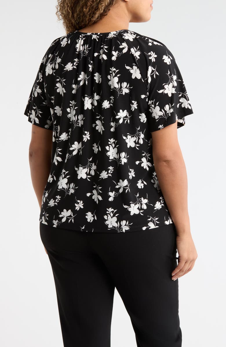 AK ANNE KLEIN Keyhole Print Peasant Top, Alternate, color,