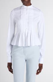 McQueen Pleated Cotton Poplin Peplum Shirt