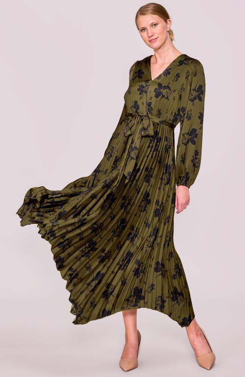 Melloday Pleated Asymmetrical Maxi Dress In Green