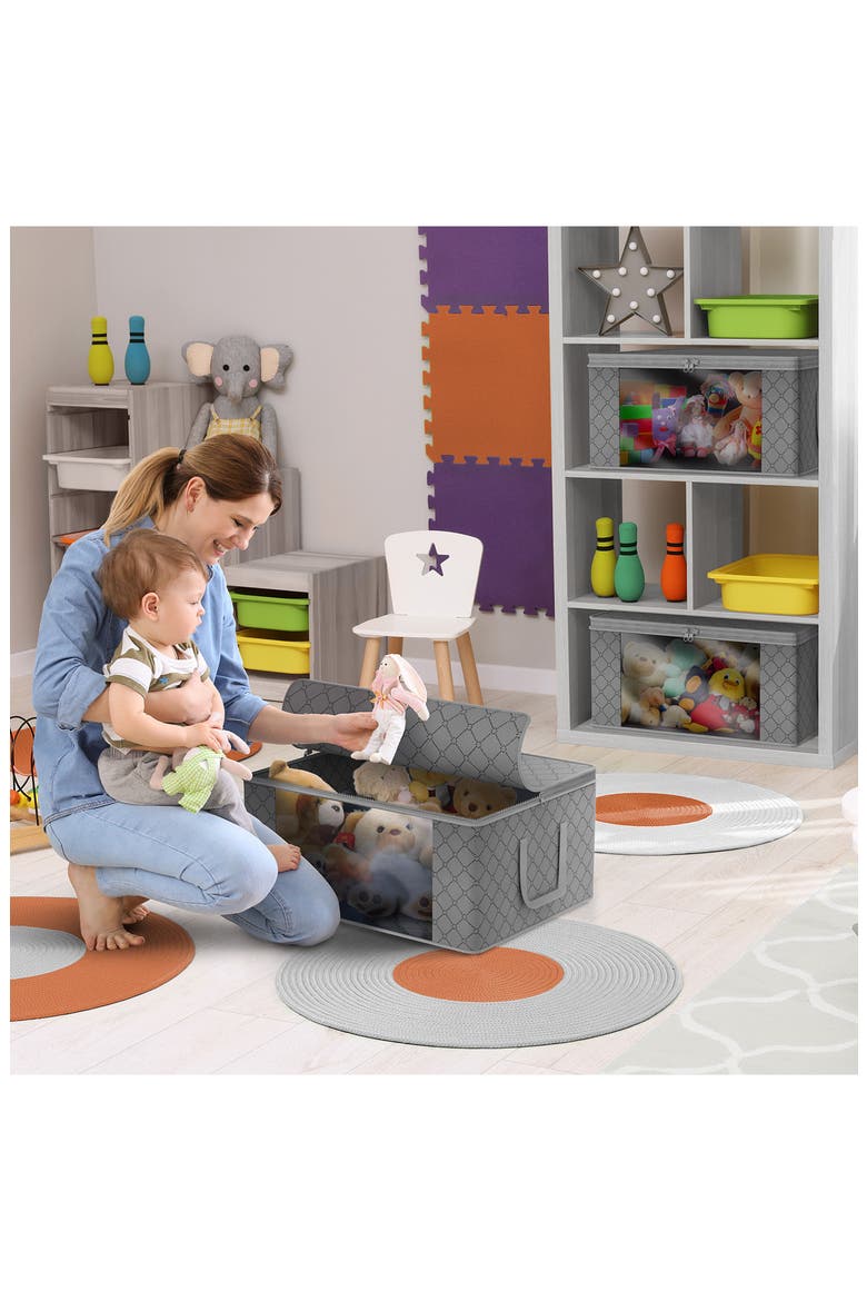 8-Pack Medium Foldable Storage Bins, Alternate, color, GRAY