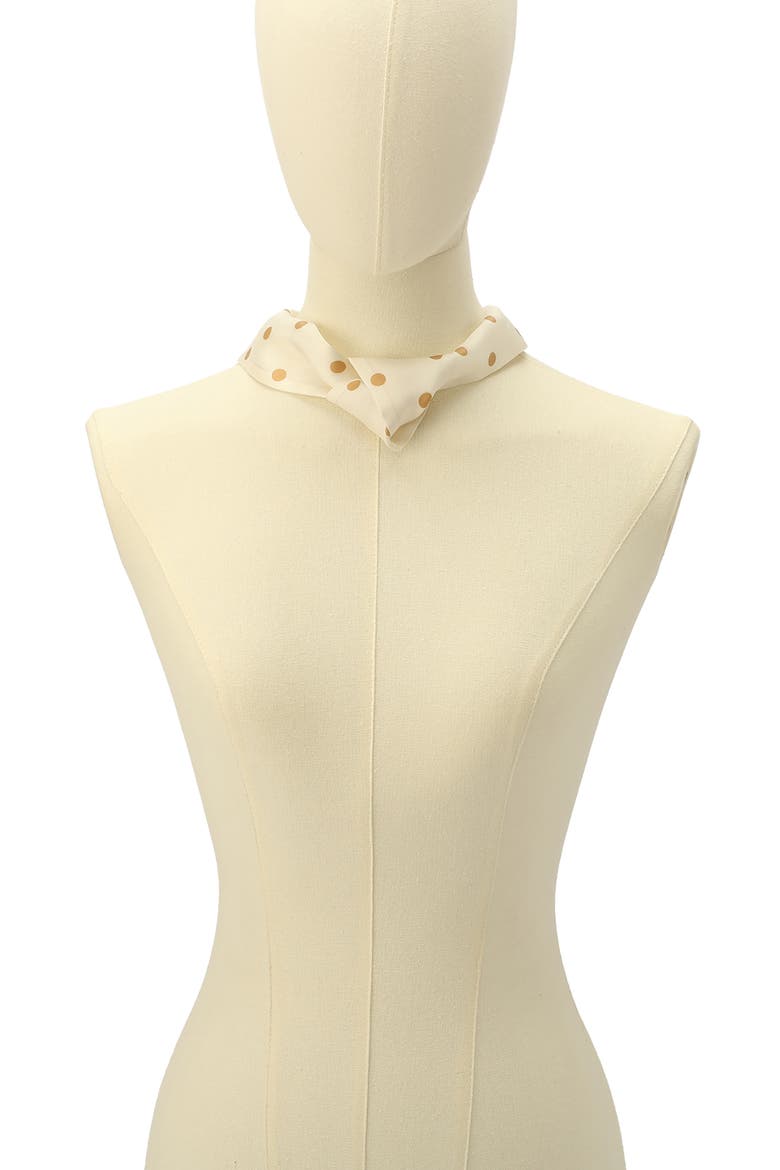 Polka Dot Silk Skinny Scarf, Alternate, color, CHALK