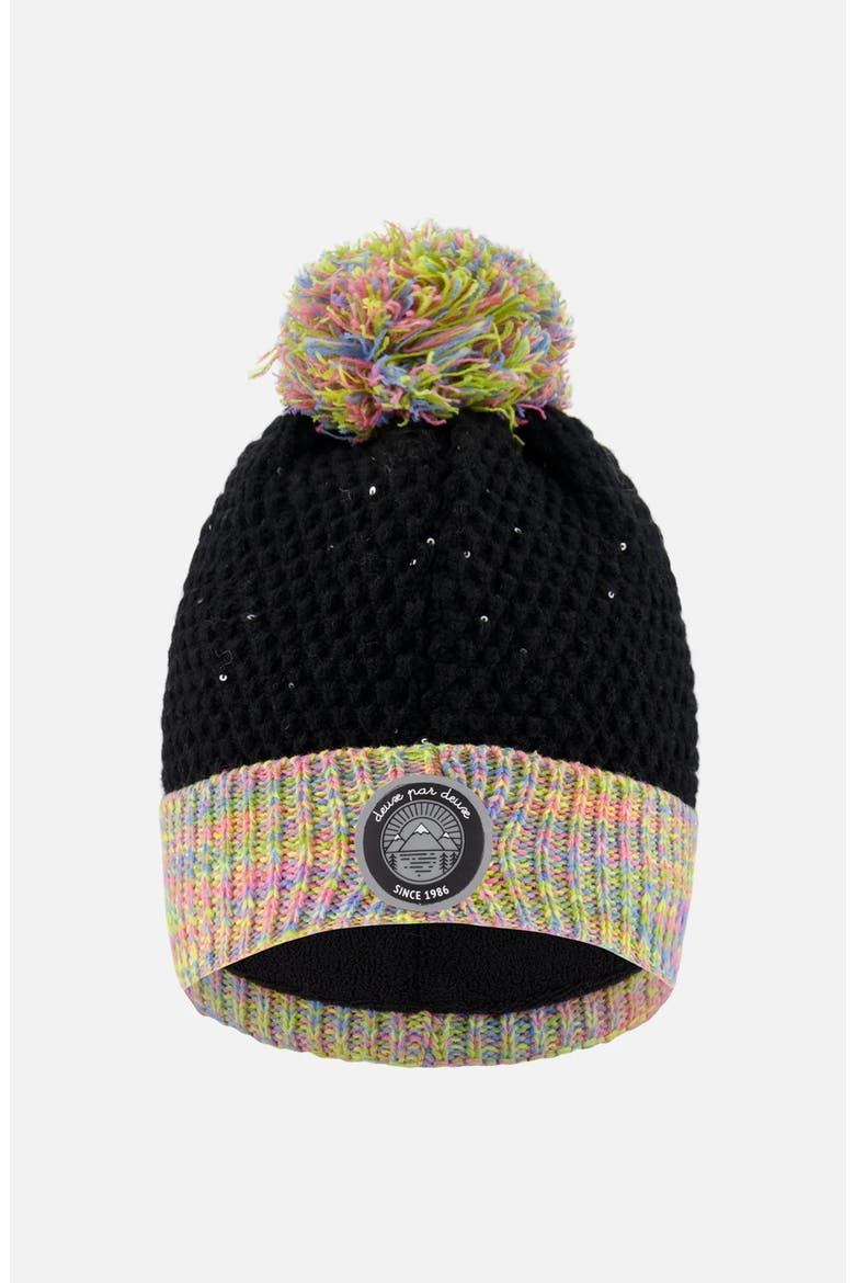 Lined Knit Hat with Pompom, Main, color, Multicolored