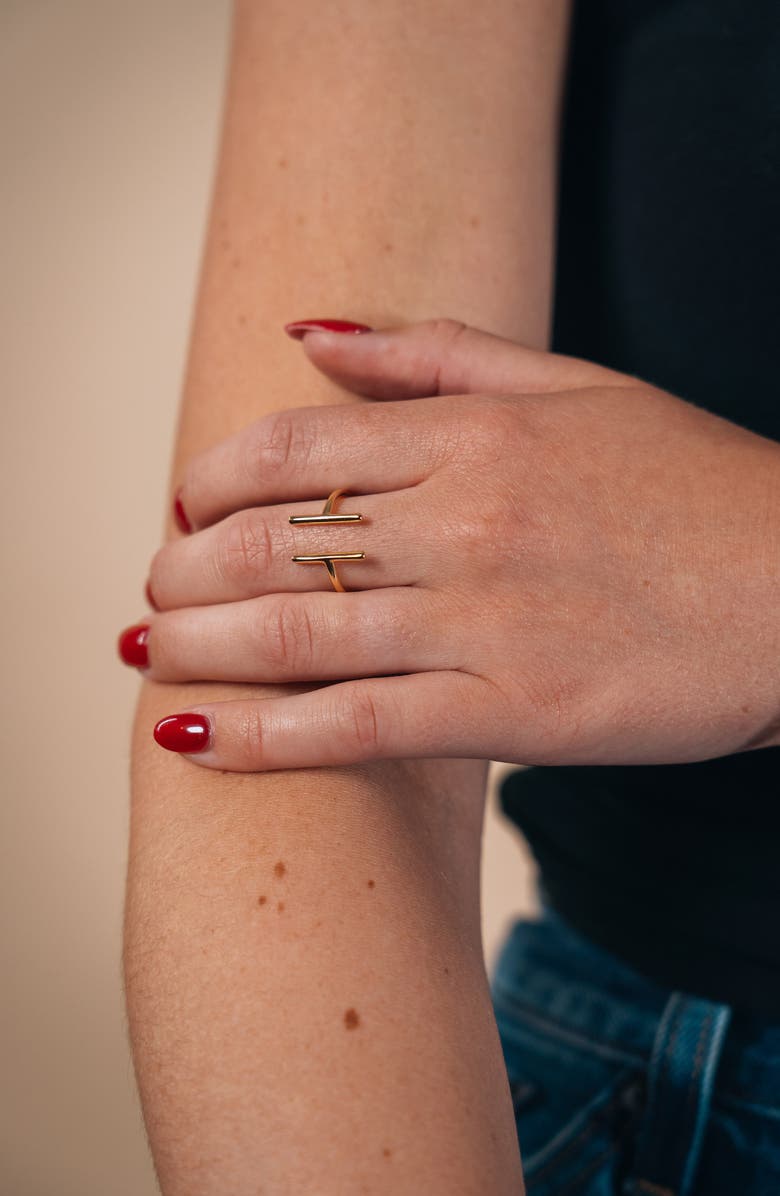 Sterling Forever 14K Gold Vermeil Parallel Bar Ring, Alternate, color, Gold