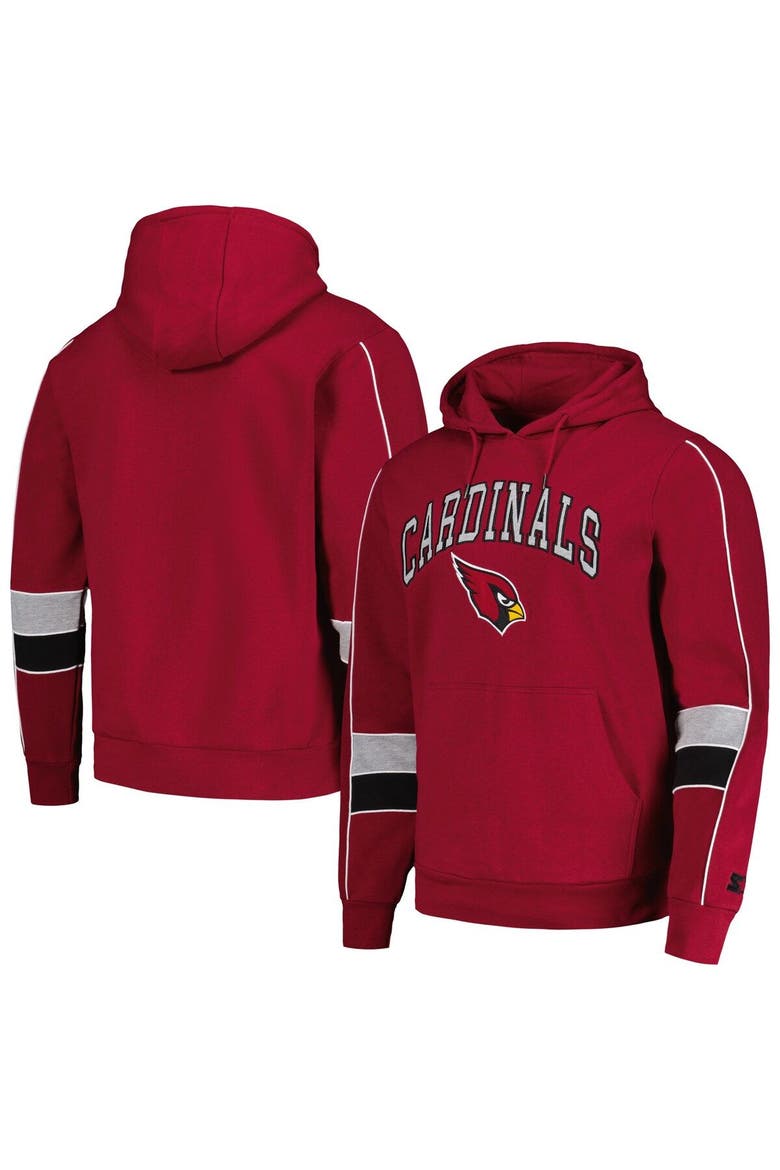 Men's Starter Cardinal Arizona Cardinals Captain Pullover Hoodie, Main, color, Cardinal