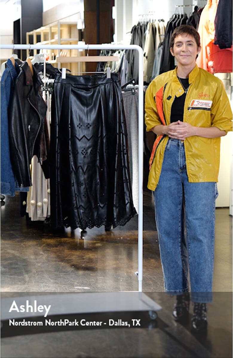 Jolene Embroidered Eyelet Faux Leather Skirt, sales video thumbnail