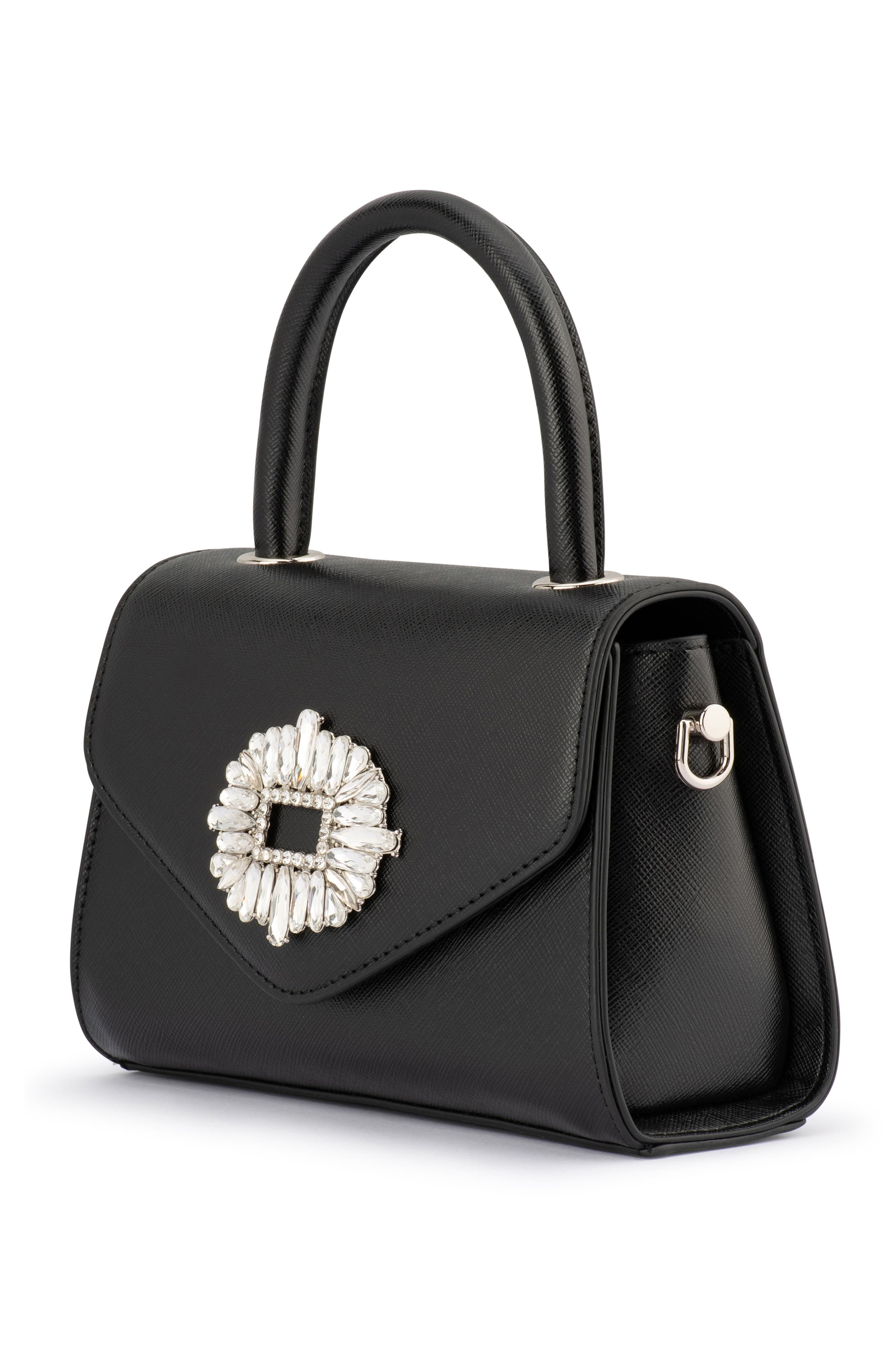 Olga Berg Alejandra Embellished Top Handle Bag, Alternate, color, Black