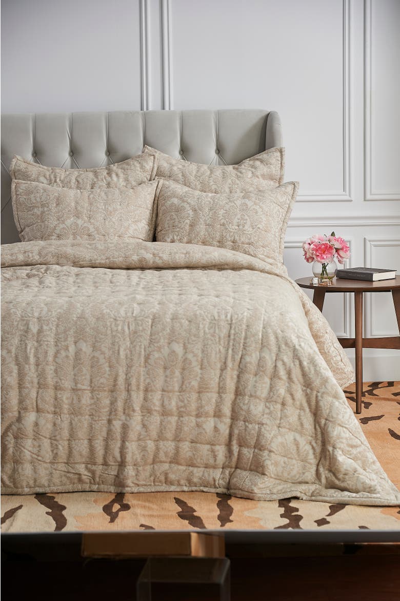 20" x 26" Navar Gray Damask Cotton Standard Sham - Machine Washable, Alternate, color, Brown