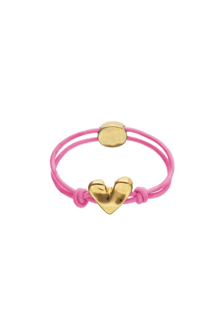 Elastic Thread Bracelet with 18K Gold-Plated Heart, Main, color, Pink