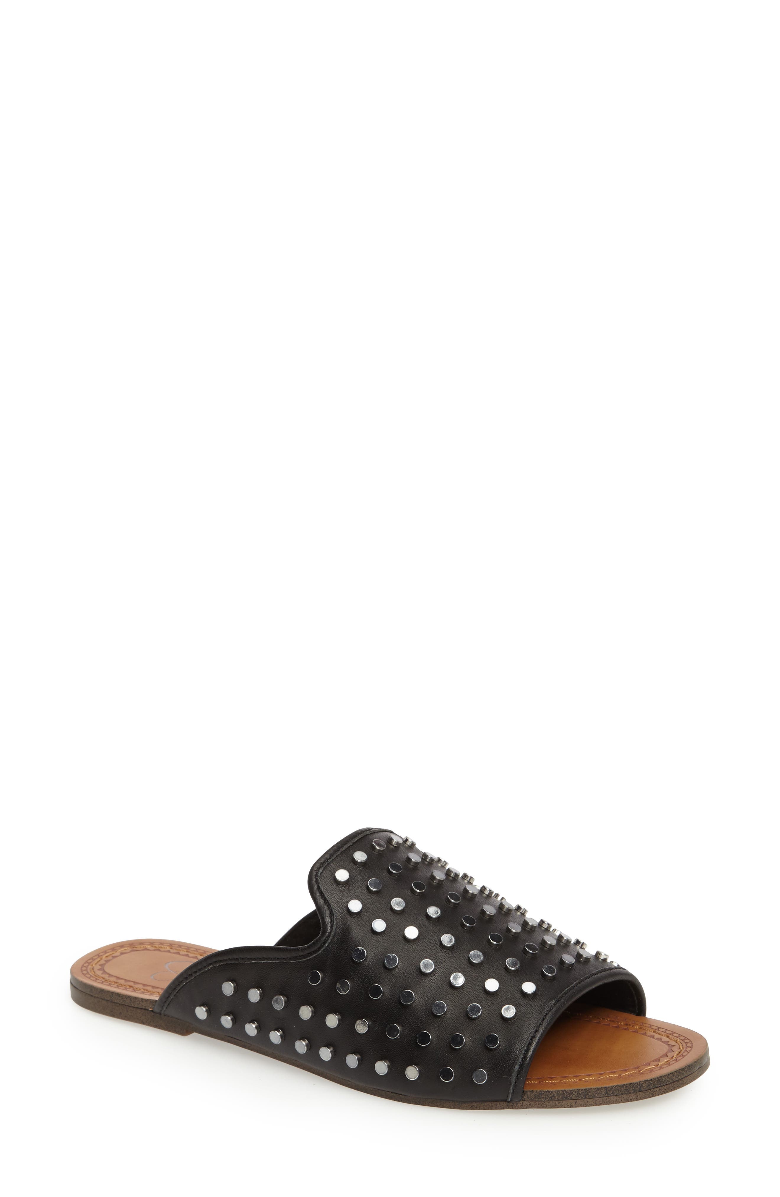 Kloe Studded Slide Sandal, Main, color, BLACK