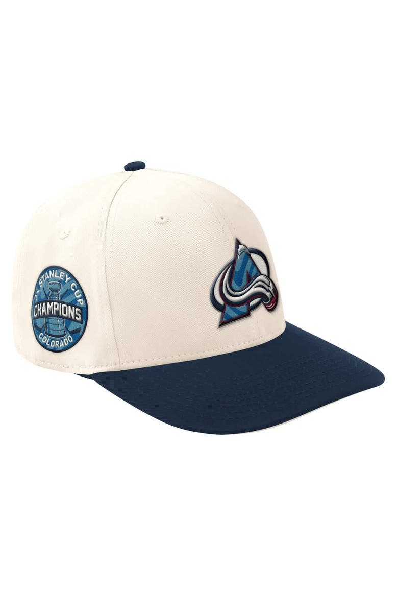 STARTER Men's Starter  Cream/Navy Colorado Avalanche Blue Wave Classic Adjustable Hat, Main, color, 