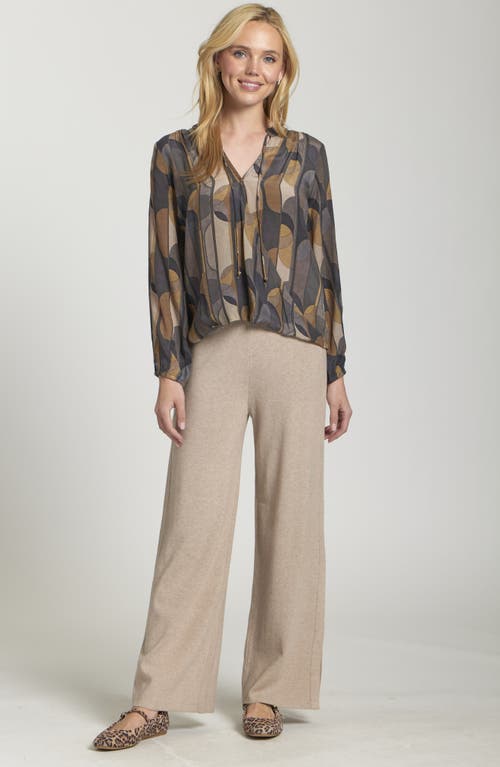 Apny Drawstring Waist Split Hem Pants In Neutral