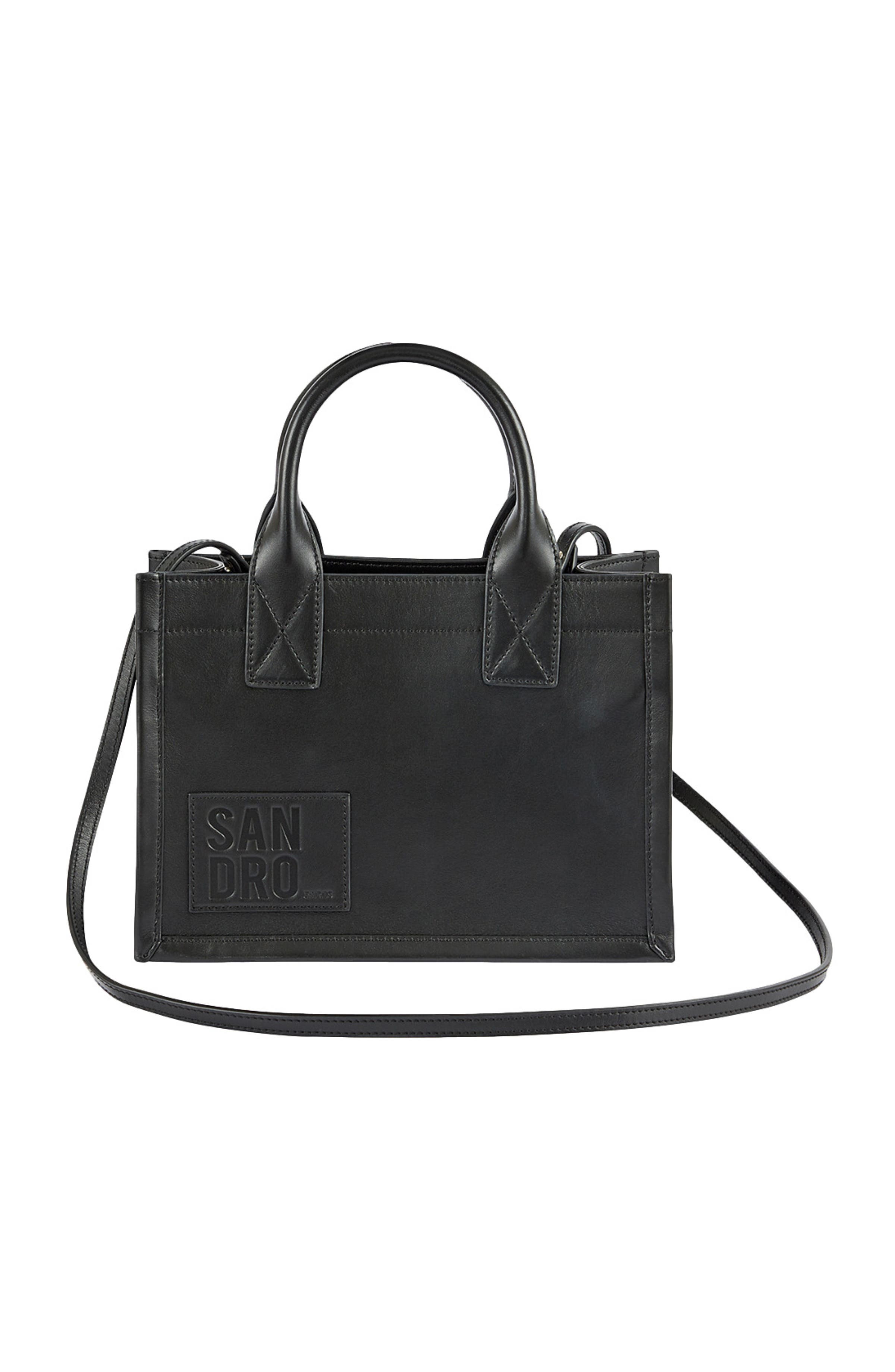 SANDRO Small Kasbah tote in smooth leather, Main, color, 