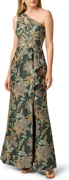 Adrianna Papell Metallic Floral Jacquard Mermaid Gown
