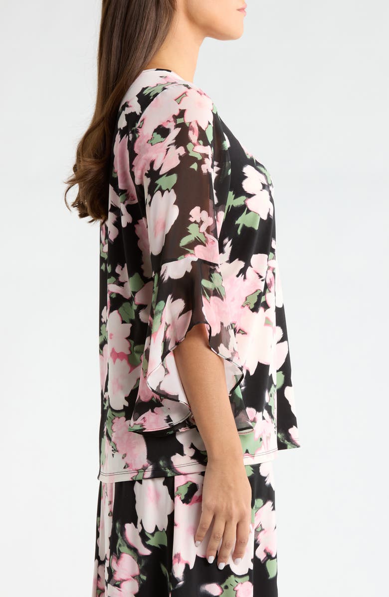 KASPER Ruffle Sleeve Top, Alternate, color, Black Multi