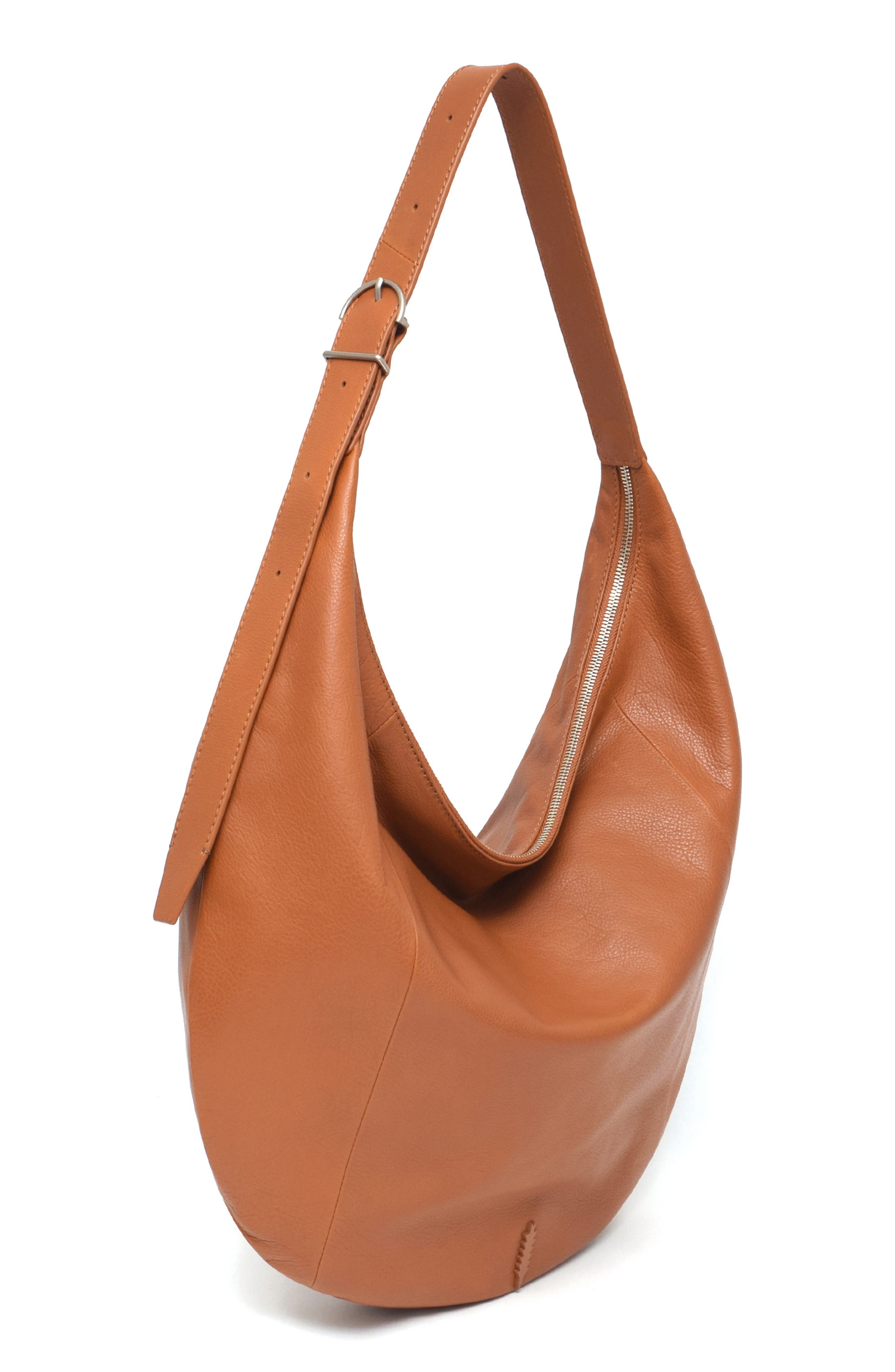 Thacker Oversize Wyatt Leather Hobo Bag, Alternate, color, Cognac