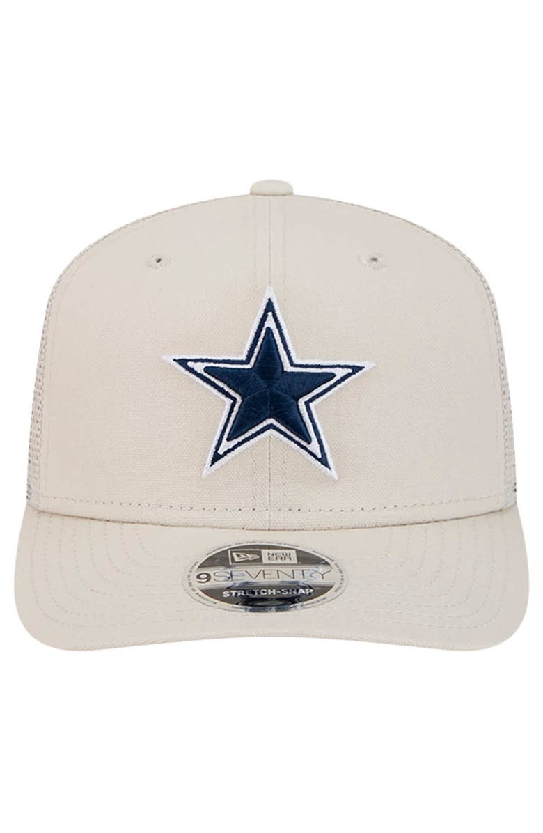 New Era Men's New Era Stone Dallas Cowboys Canvas Trucker 9SEVENTY Stretch-Snap Hat, Alternate, color,