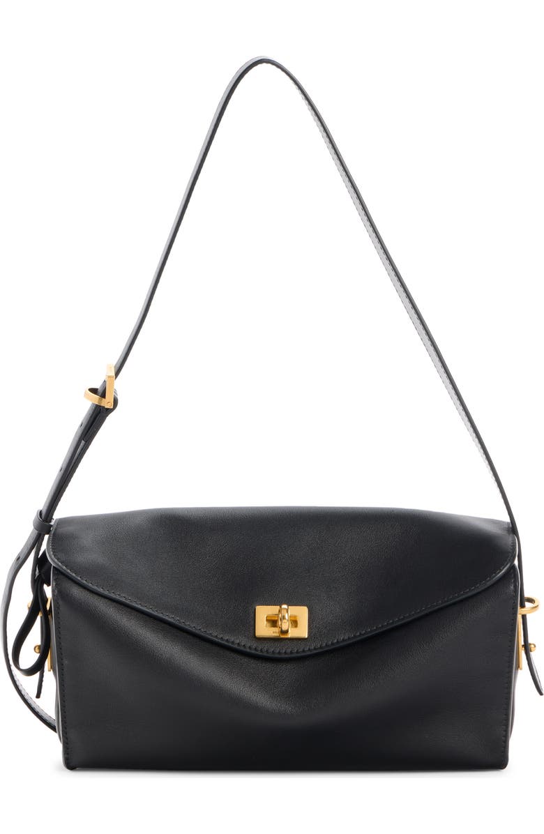 Balenciaga Medium Paris VII Leather Shoulder Bag, Main, color, Black/ Muscade