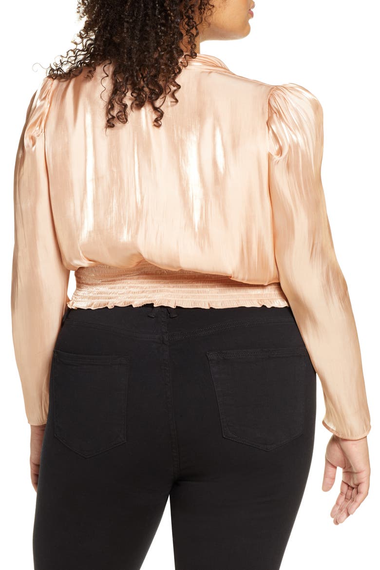 Shine Long Sleeve Button Front Blouse, Alternate, color, METALLIC GOLD