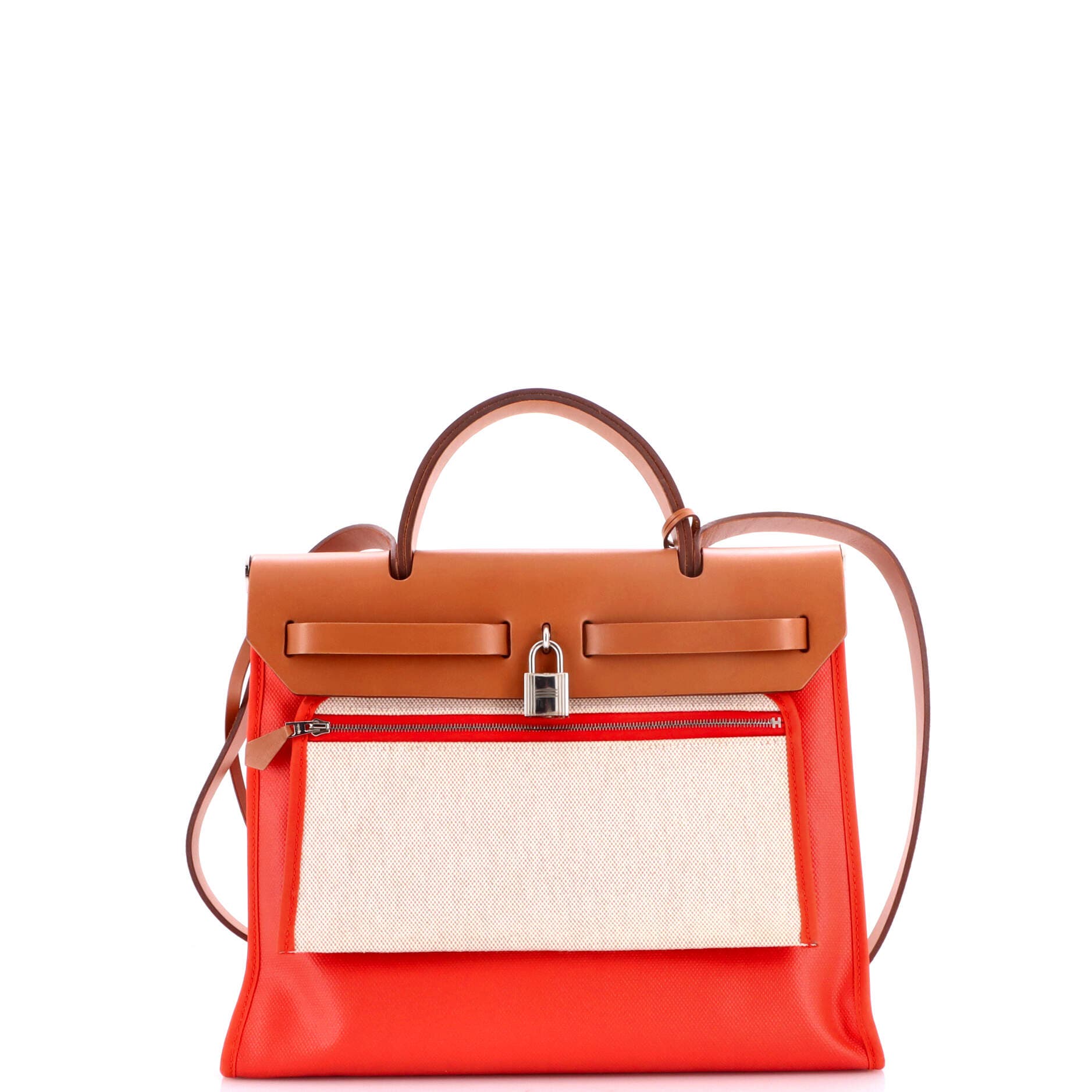 Herbag Zip Berline Vache Canvas and Leather 31, Alternate, color, Capucine