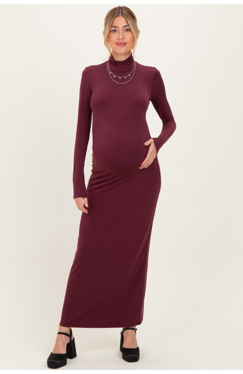 PinkBlush Turtleneck Long Sleeve Maxi Dress, Main, color, Burgundy